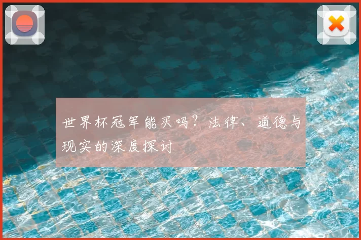 世界杯冠军能买吗？法律、道德与现实的深度探讨